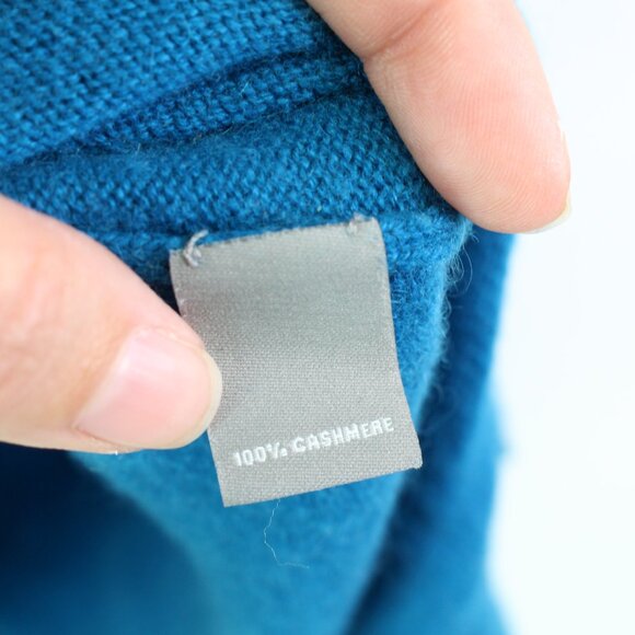 Neiman Marcus Cashmere Rolled Dolman Sweater Teal Size L - Picture 7 of 8